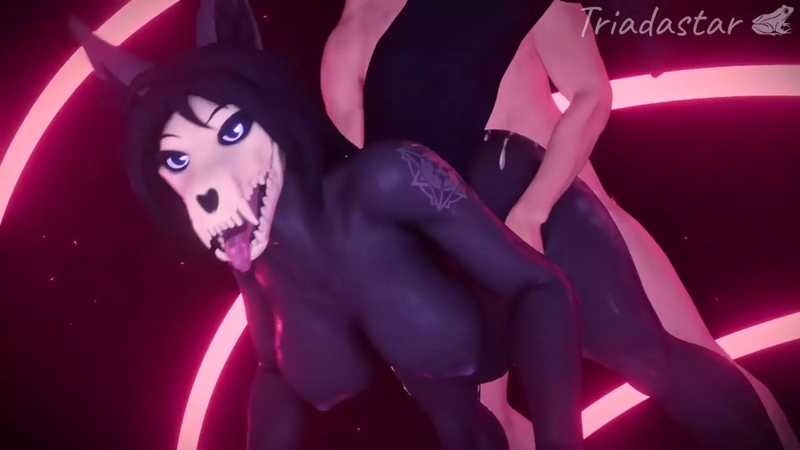 A character with facial piercing in a seductive pose